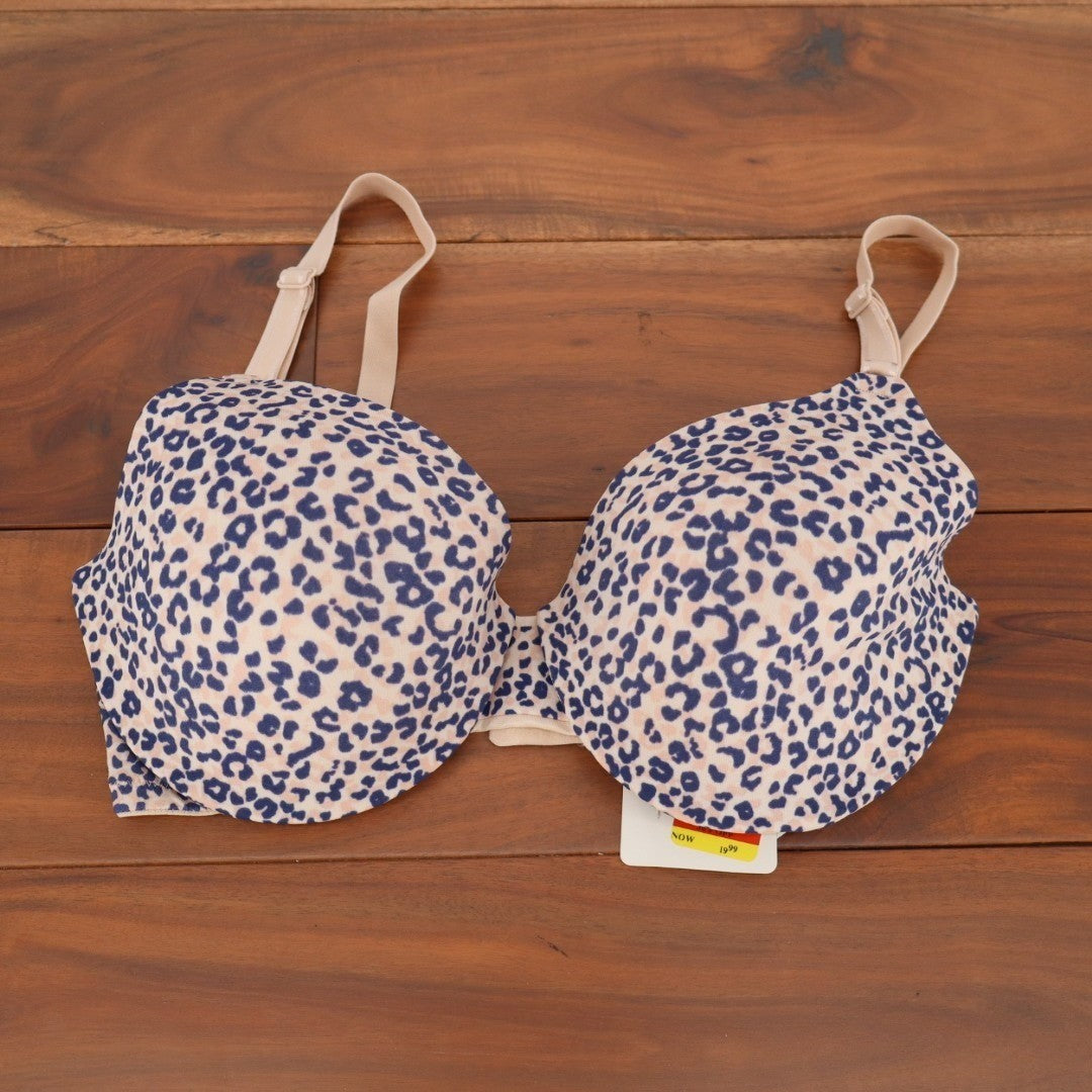Warners This Is Not A T-Shirt Bra Women 34C Blush Leopard Print Underwire Padded