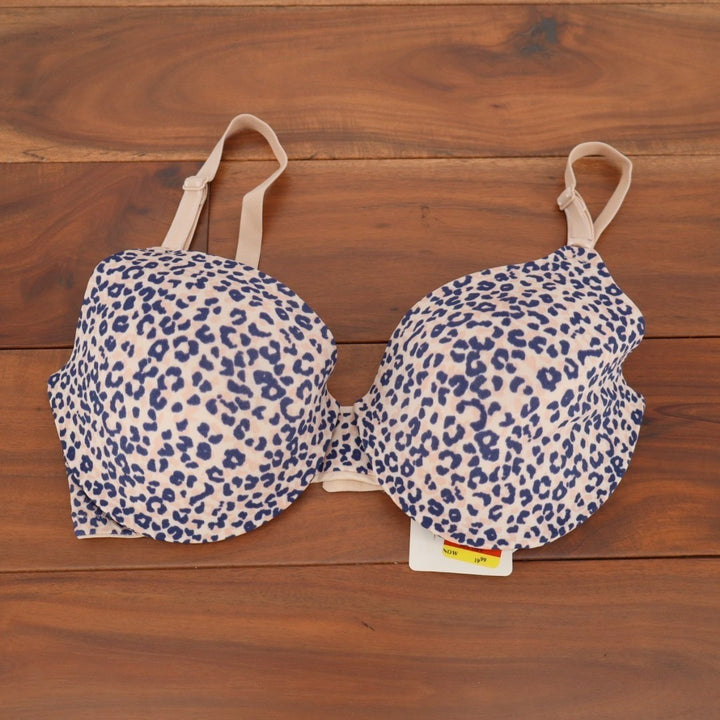 Warners This Is Not A T-Shirt Bra Women 34C Blush Leopard Print Underwire Padded