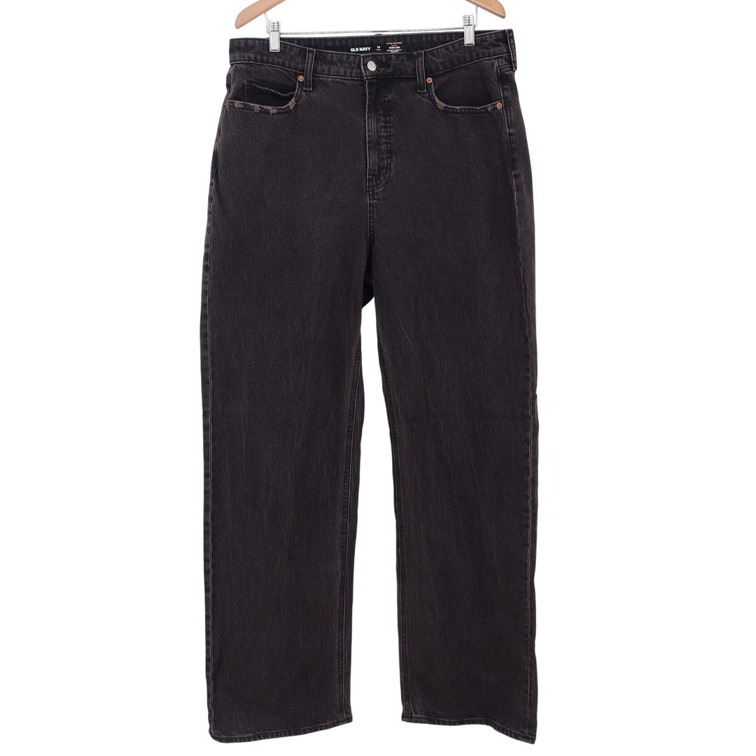 Old Navy Jeans Womens 14 Tall Extra High-Rise Curvy Wide Leg Black Excellent