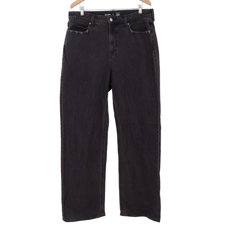 Old Navy Jeans Womens 14 Tall Extra High-Rise Curvy Wide Leg Black Excellent