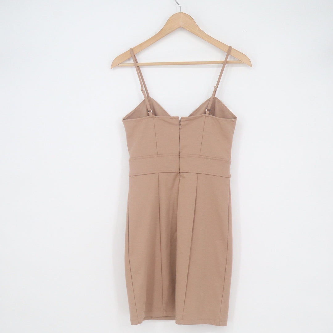 Forever 21 Tan Bustier Bodycon Mini Dress Size M Beige Spaghetti Strap