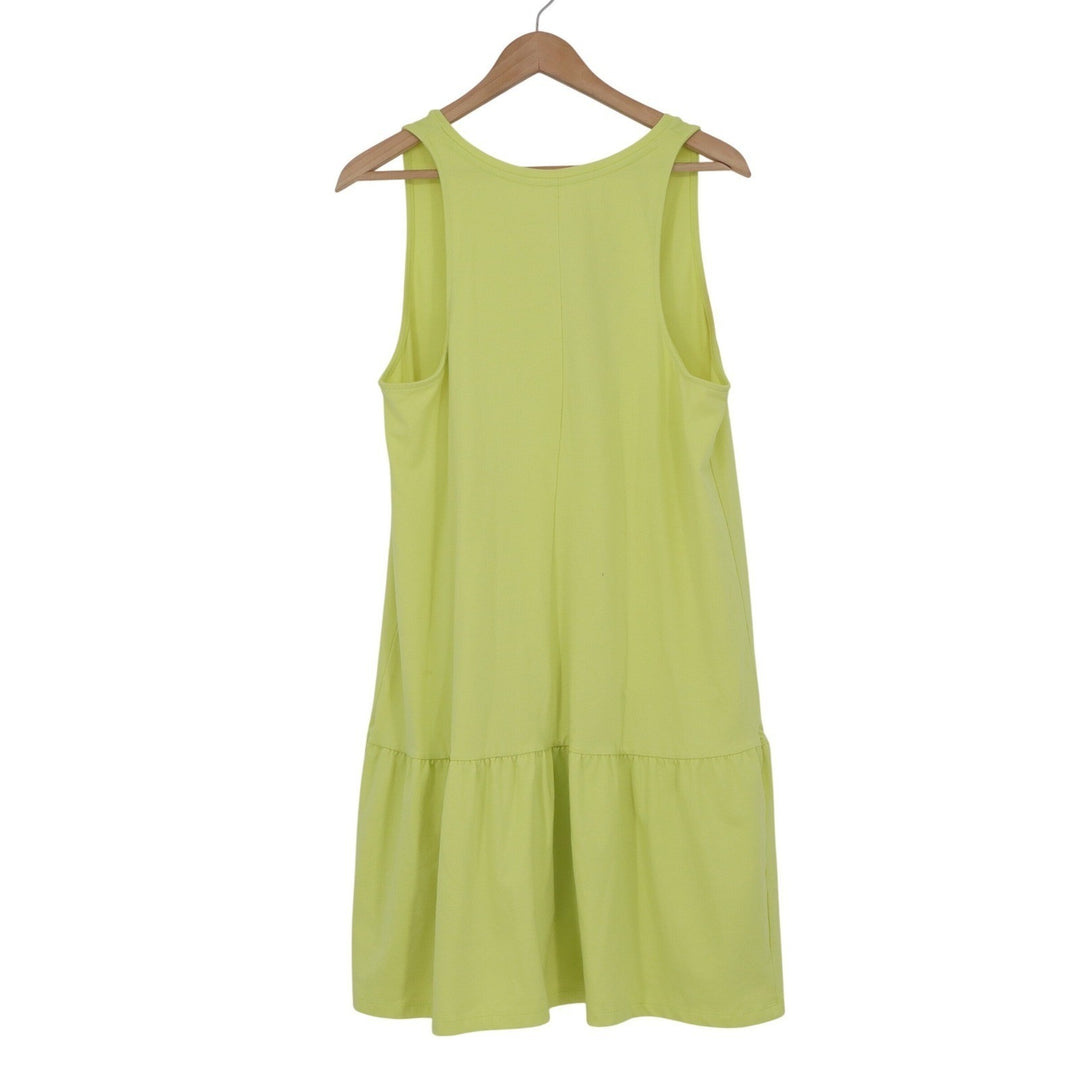 A New Day Lime Green V-Neck Sleeveless Tiered Knit Dress Large
