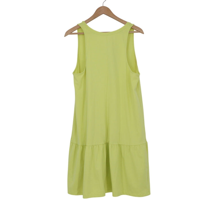 A New Day Lime Green V-Neck Sleeveless Tiered Knit Dress Large