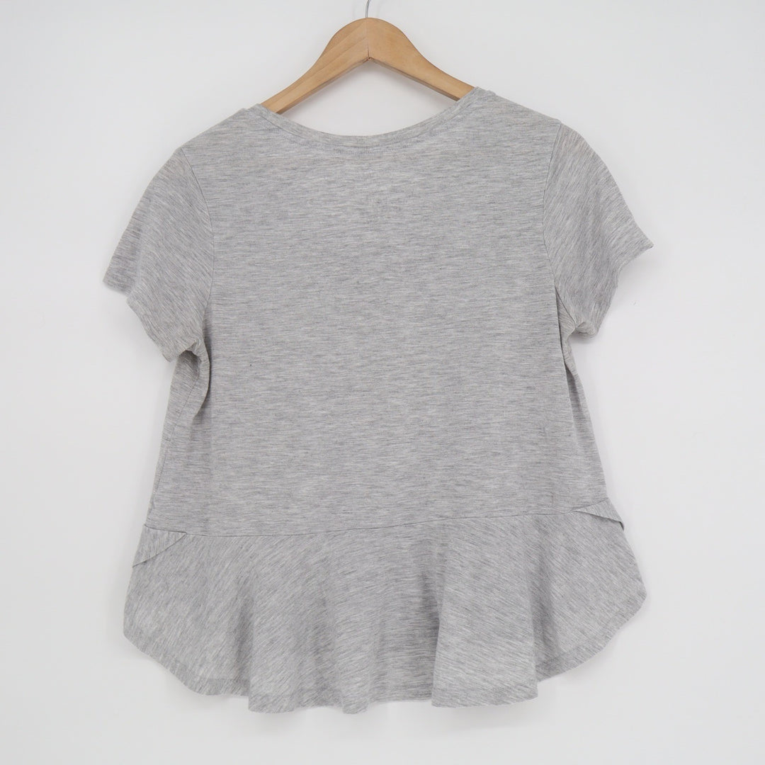Gilligan & O'Malley Gray Peplum Pajama Top Short Sleeve Scoop Neck Medium KLG432