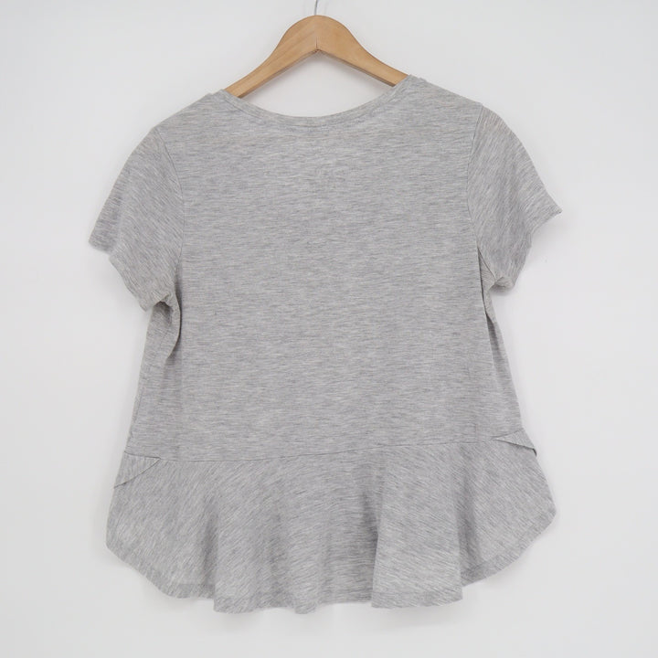 Gilligan & O'Malley Gray Peplum Pajama Top Short Sleeve Scoop Neck Medium KLG432