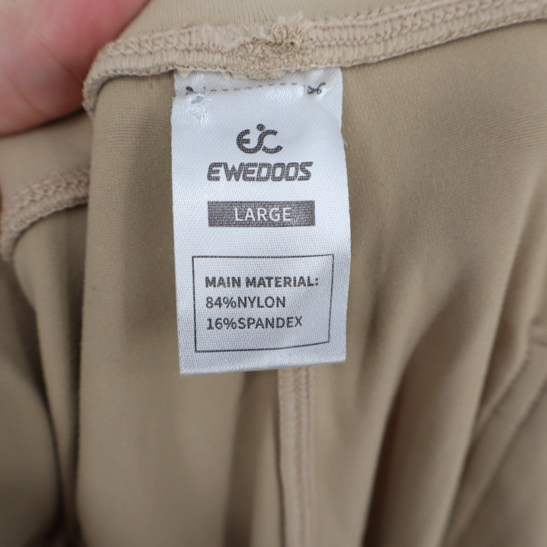 EWEDOOS Khaki Straight Leg Zipper Ankle Pants Comfort Stretch Size Large