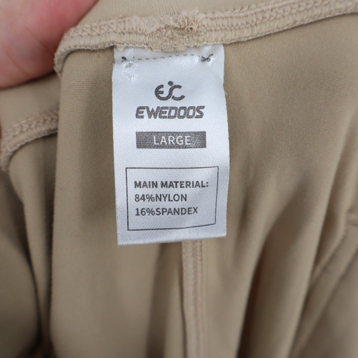 EWEDOOS Khaki Straight Leg Zipper Ankle Pants Comfort Stretch Size Large