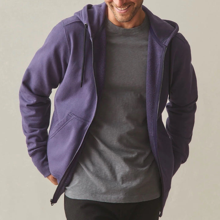 American Giant Hoodie Mens XL Purple Logo Fleece Lined Cotton Classic Full Zip