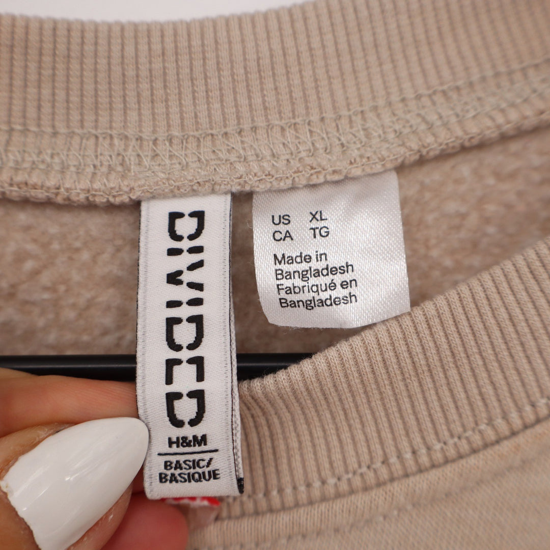 H&M Divided Oversized Crewneck Sweatshirt Tan Beige XL
