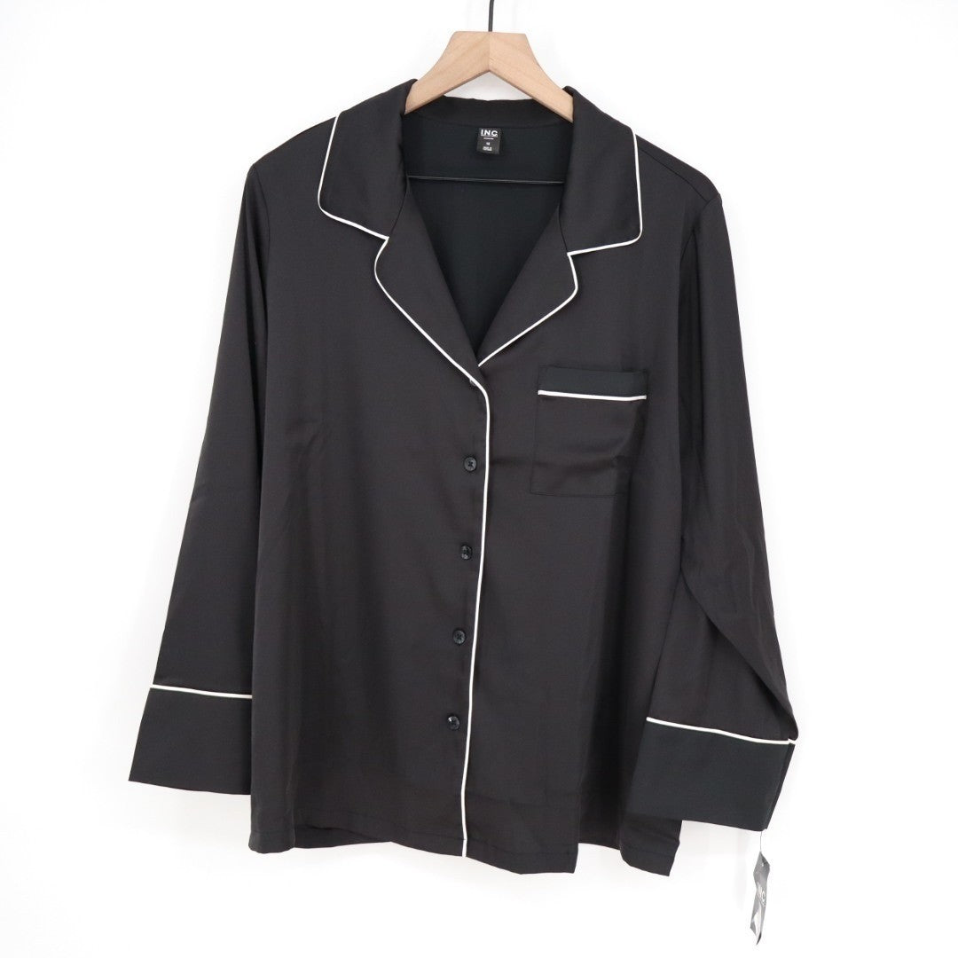 I.N.C International Concepts 2-PC Pajamas Set Womens 1X Black Stretch Sleepwear