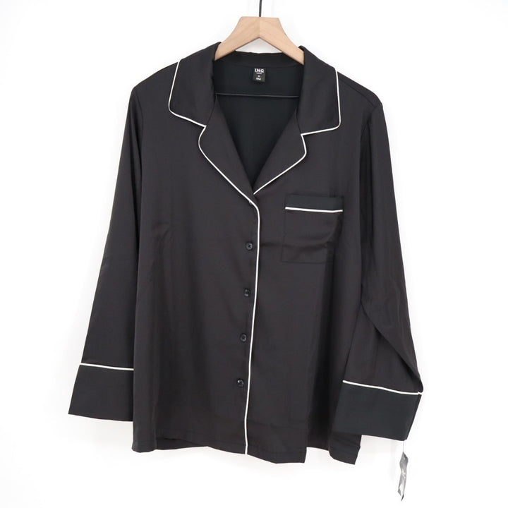 I.N.C International Concepts 2-PC Pajamas Set Womens 1X Black Stretch Sleepwear