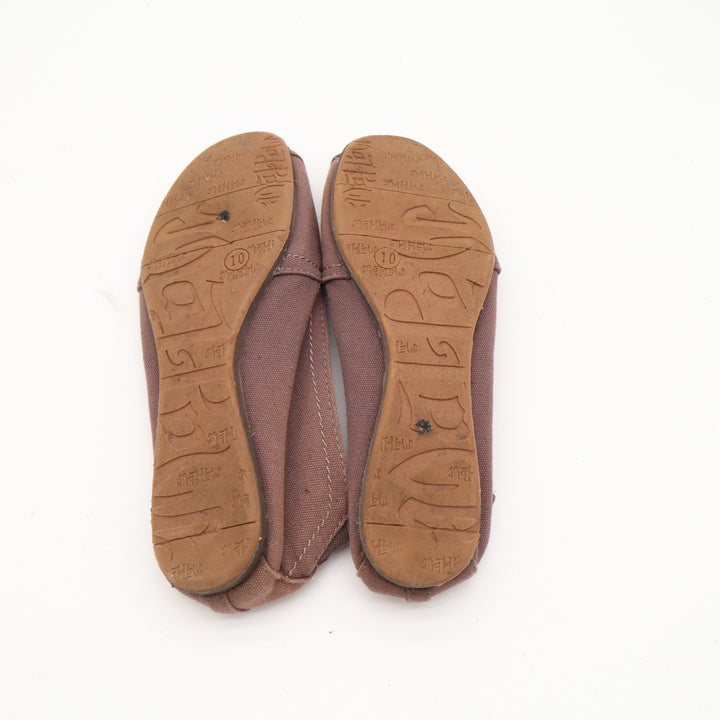 Mad Love Womens Brown Canvas Slip On Ballet Flats Button Detail Size 10