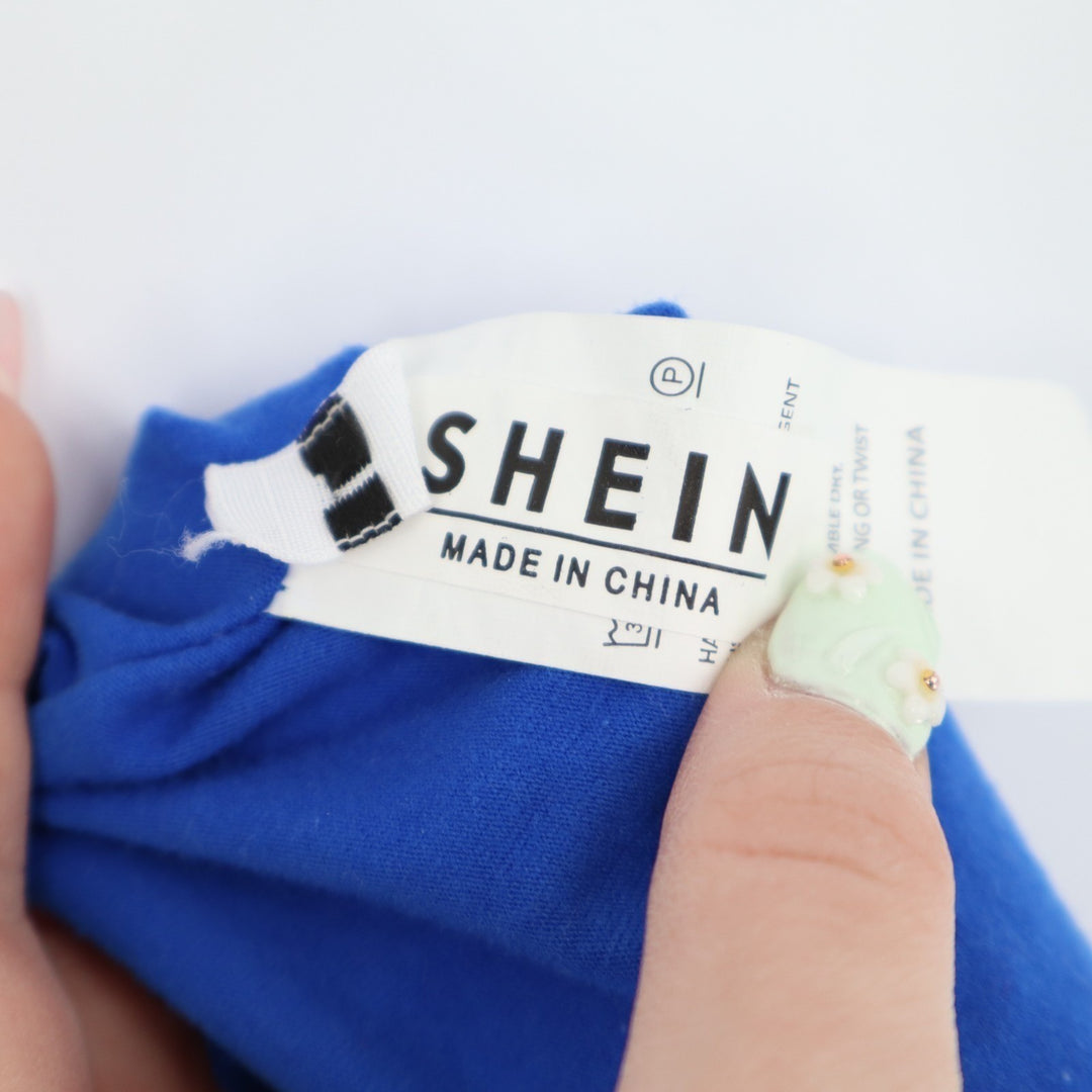 Shein Crop Corset Top Women Small Blue Cotton Stretch Adjustable Spaghetti Strap