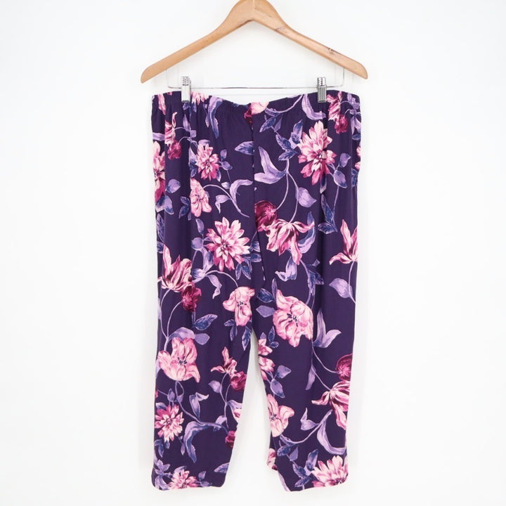 Linea Donatella 2-PC Pajamas Set Women XL Purple Floral Stretch Adjustable Strap