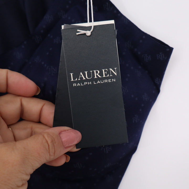 Lauren Ralph Lauren Navy Monogram Bonded Bodysuit Large NWT