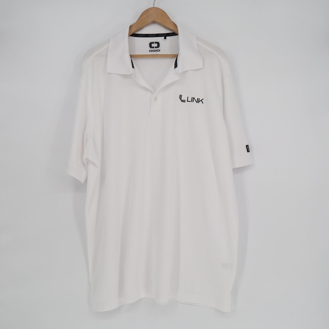 Ogio Link Polo Shirt Mens 2XL White Spread Collar Golf Performance Short Sleeve
