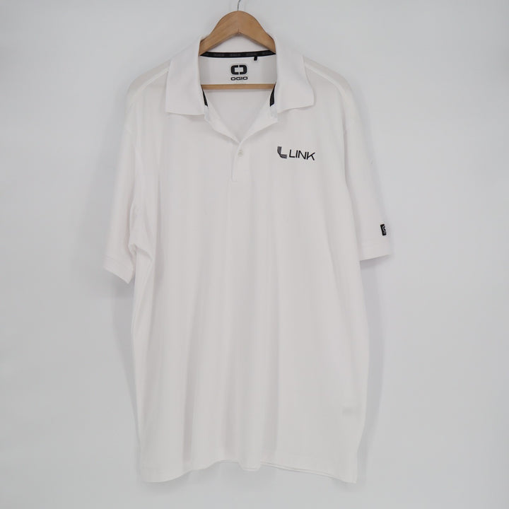 Ogio Link Polo Shirt Mens 2XL White Spread Collar Golf Performance Short Sleeve