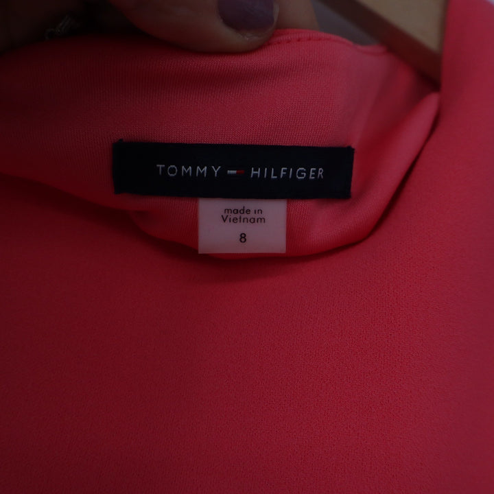 Tommy Hilfiger Coral Navy White Striped Sheath Dress Sleeveless Size 8
