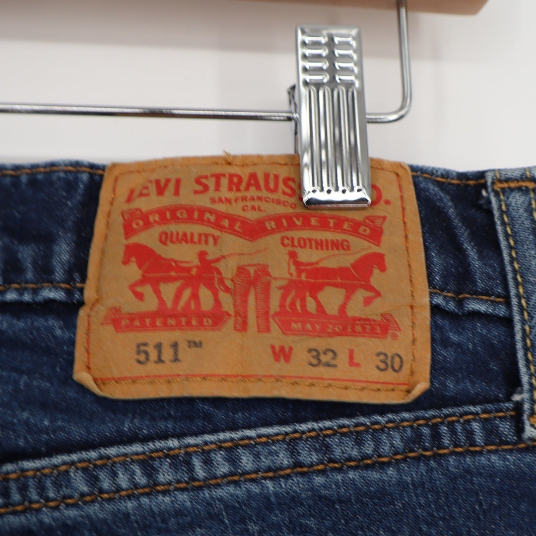 Levis 511 Slim Fit Mens Jeans 32x30 Medium Wash Blue Stretch Denim