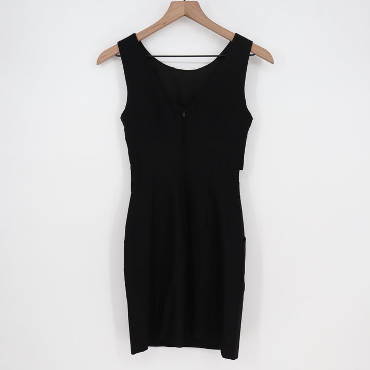 Teeze Me Sheath Dress Womens 1 Black Pockets Sleeveless Round Neck Back Zip