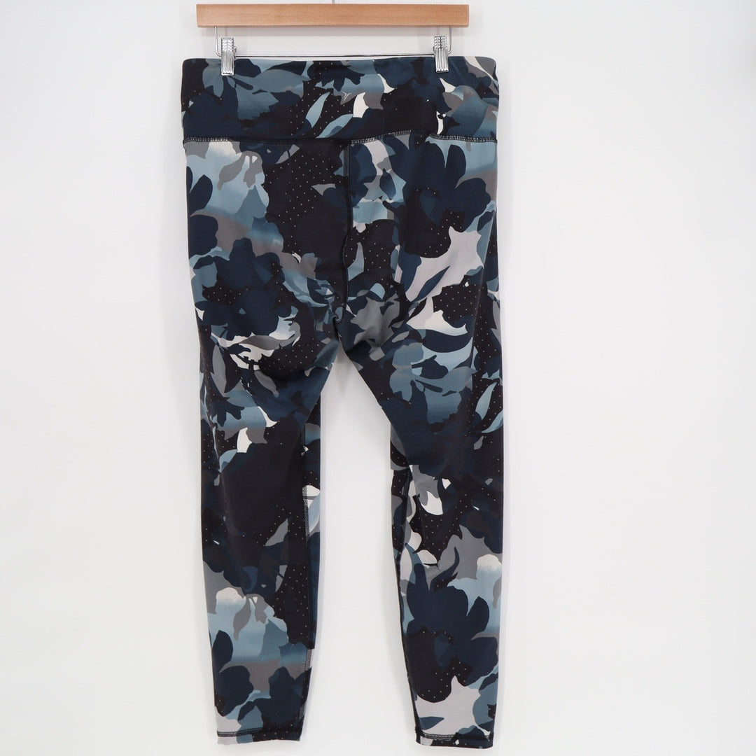 Old Navy Active Elevate Go-Dry Leggings XL Blue Abstract Floral Polka Dot SSA093
