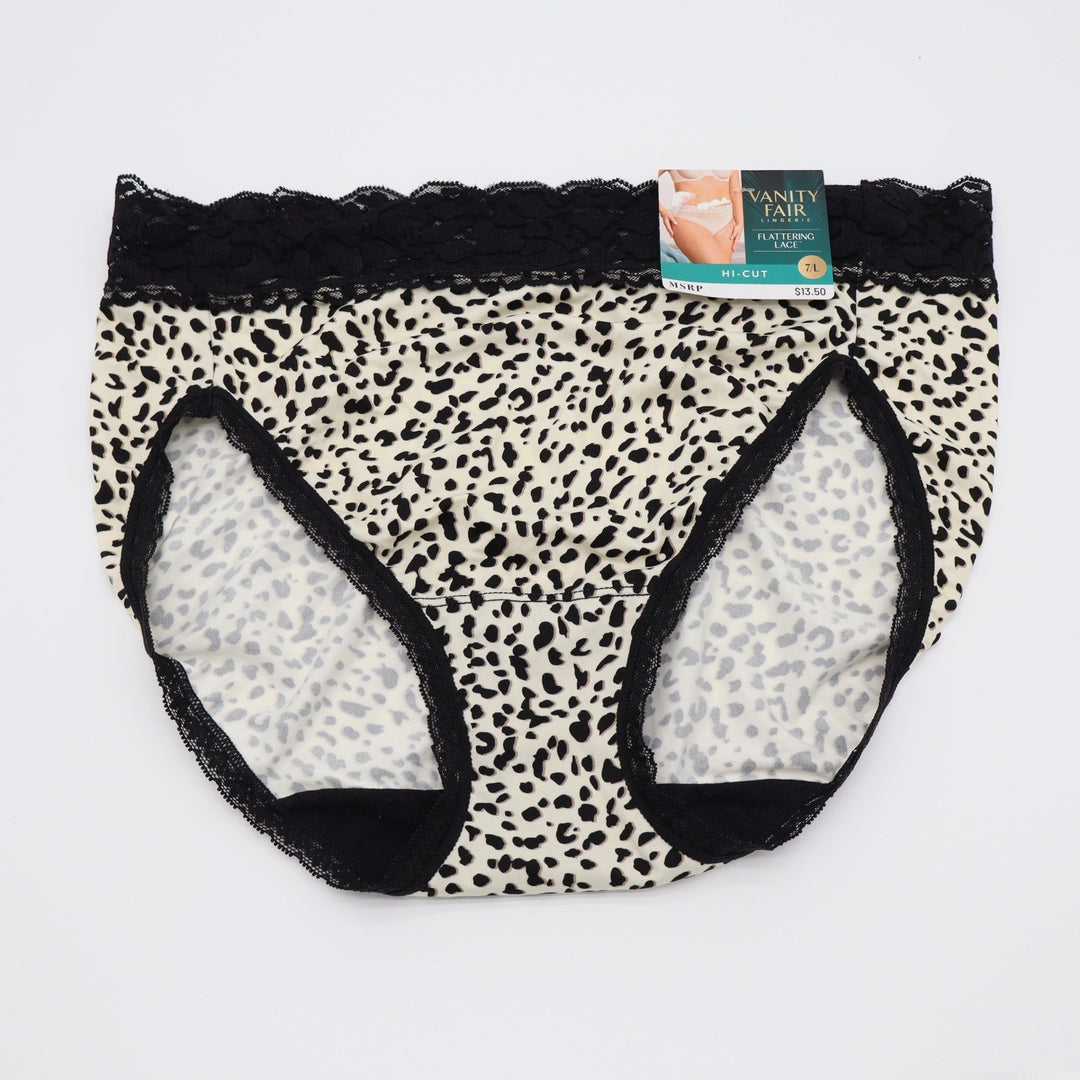 Vanity Fair Flattering Lace Hi-Cut Panty Leopard Print Size 7 L NWT 13280
