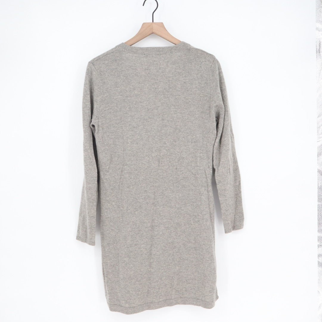 Wendy B. Cashmere Cardigan Sweater Womens Medium Gray Knit Side Slit Knee Length