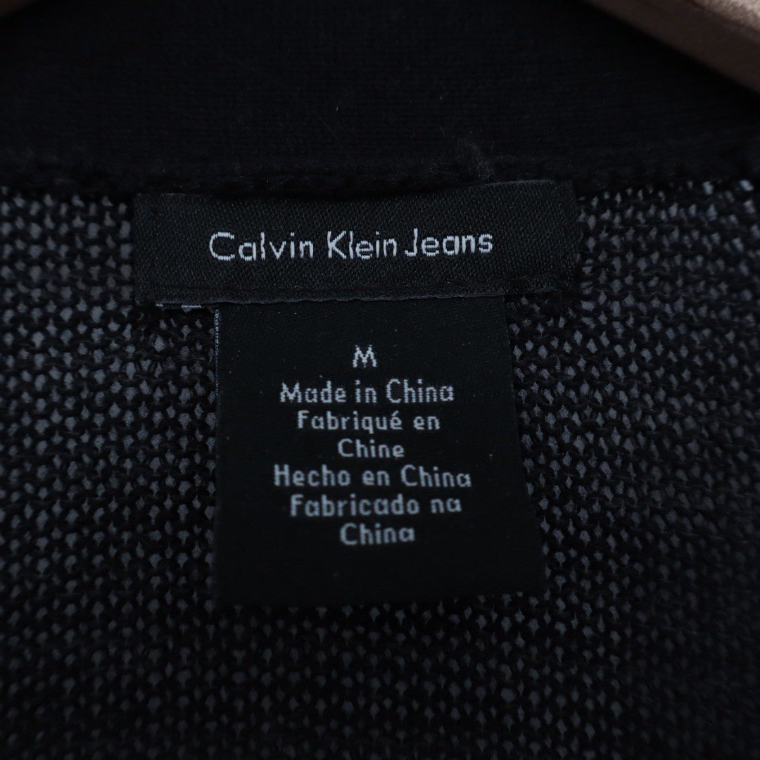 Calvin Klein Jeans Striped Open Front Cardigan Sweater Black Size M