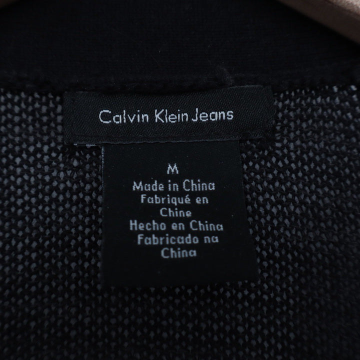 Calvin Klein Jeans Striped Open Front Cardigan Sweater Black Size M