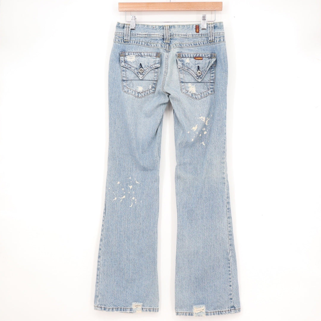 Bongo Vintage Y2K Paint Splatter Flare Jeans Light Wash Distressed Size 5