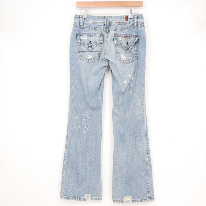 Bongo Vintage Y2K Paint Splatter Flare Jeans Light Wash Distressed Size 5