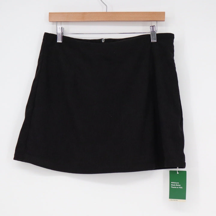 Halara Black Ribbed Corduroy Athletic Skort Mini Skirt Built-in Shorts Large