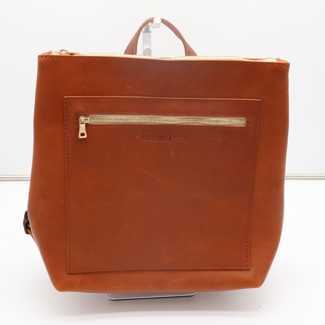 Portland Leather Goods Womens Backpack Brown Leather Adjustable Shoulder Strap