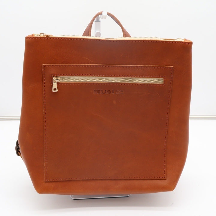 Portland Leather Goods Womens Backpack Brown Leather Adjustable Shoulder Strap
