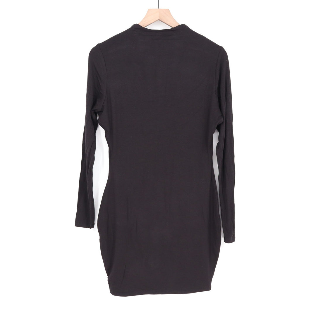 Naked Wardrobe Black Mock Neck Long Sleeve Mini Dress Womens 1X