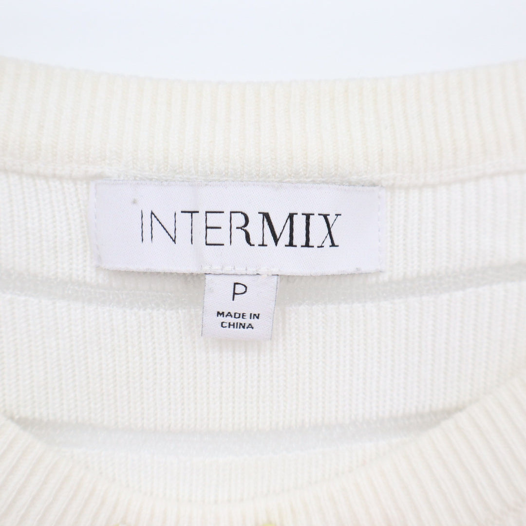 Intermix Cream Striped Boatneck Sweater Long Sleeve Semi-Sheer Knit Top Size P