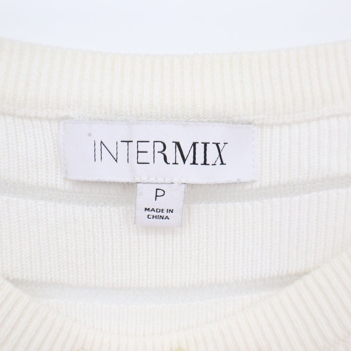 Intermix Cream Striped Boatneck Sweater Long Sleeve Semi-Sheer Knit Top Size P