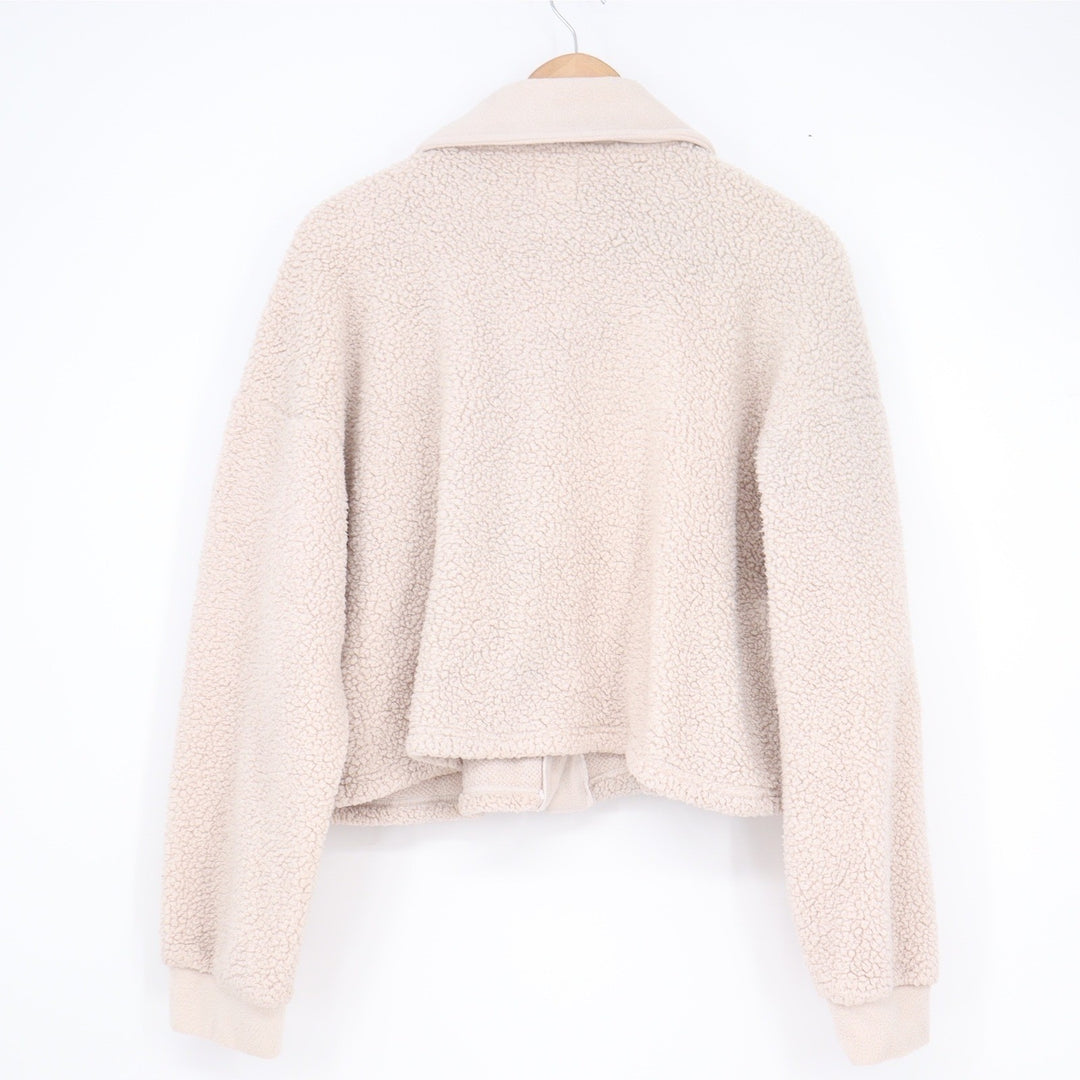 Hippie Rose Cream Faux Fur Teddy Shacket Cropped Button Front Jacket XL