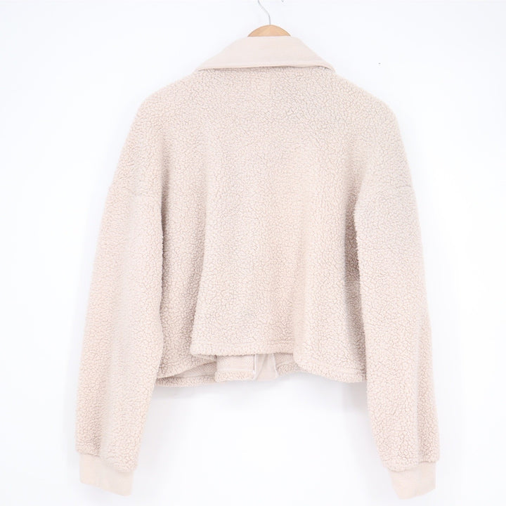 Hippie Rose Cream Faux Fur Teddy Shacket Cropped Button Front Jacket XL