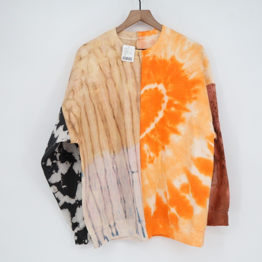 Urban Outfitters Pieced Dye Tech Sweatshirt Assorted Tie Dye Orange Black M