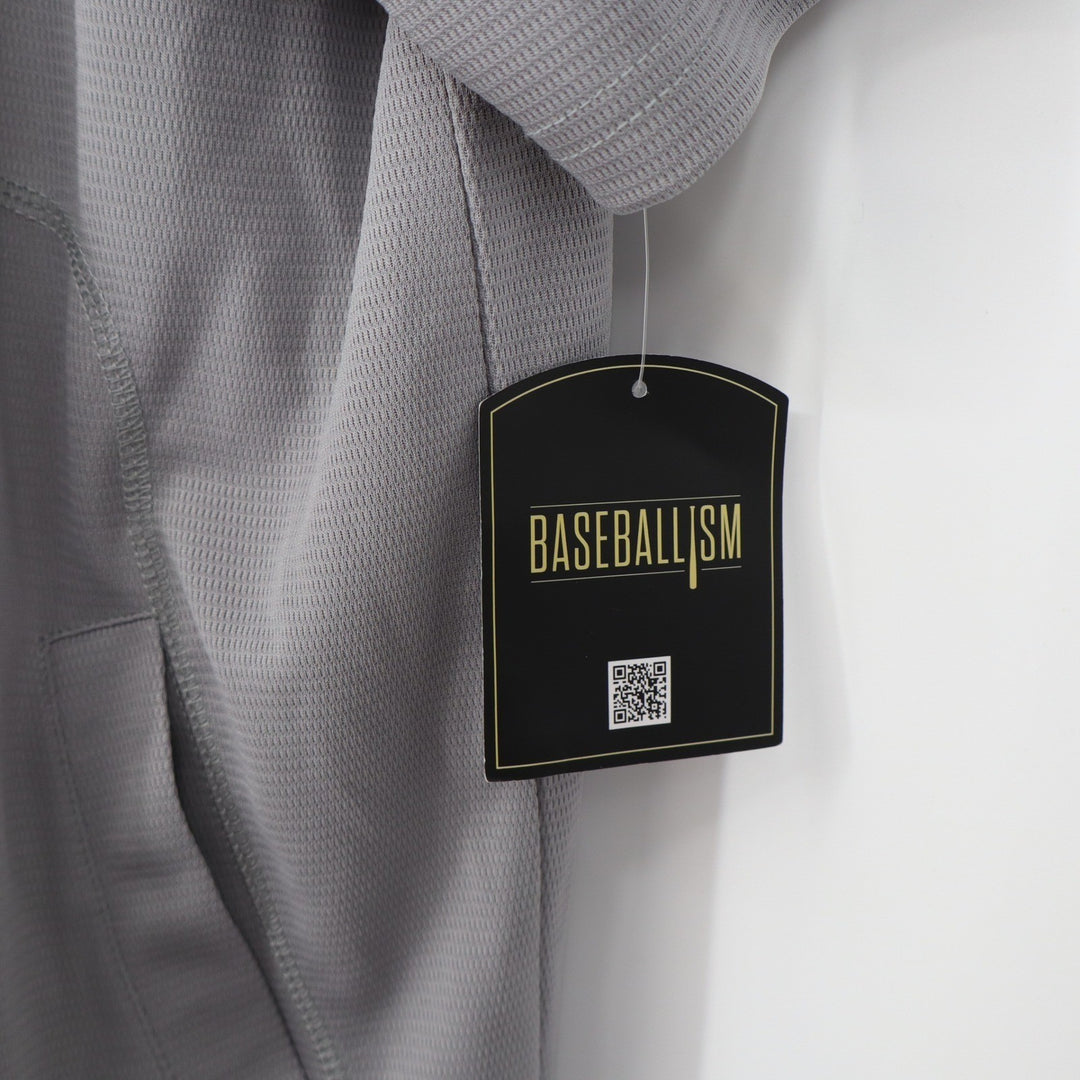 Baseballism Mens Gray Short Sleeve Quarter Zip Hoodie Mesh Training Shirt Large