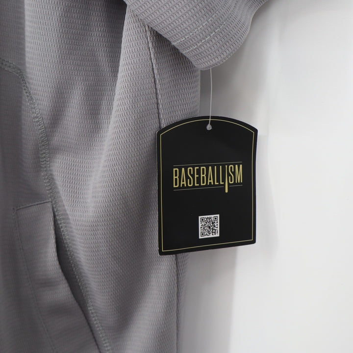 Baseballism Mens Gray Short Sleeve Quarter Zip Hoodie Mesh Training Shirt Large