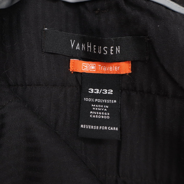 Van Heusen Pants Mens 33/32 Traveler Black Flat Front Trousers Excellent