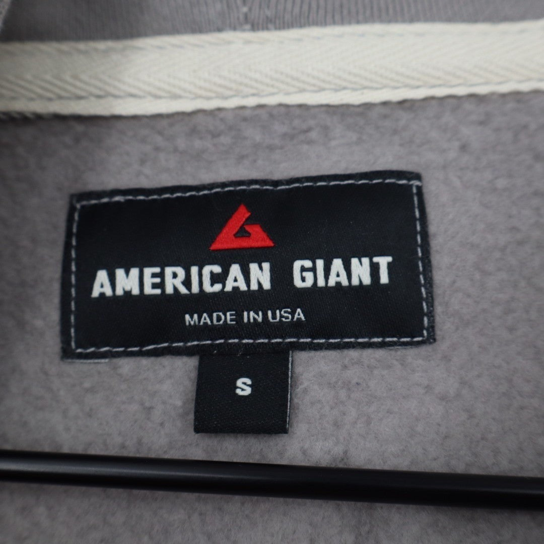 American Giant Midweight Hoodie Mens S Heather Gray Cotton Full Zip Fleece Lined