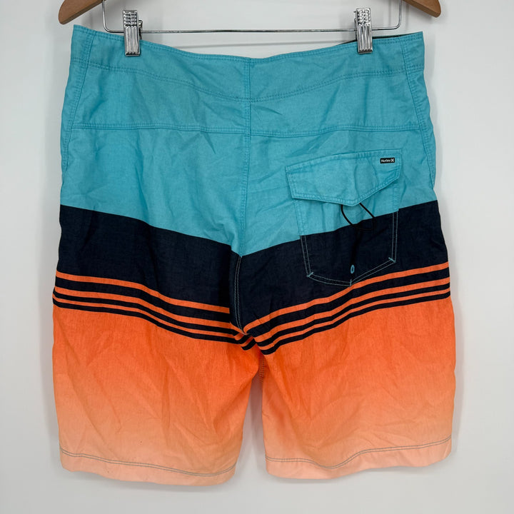 Hurley Board Shorts Mens 30 Multicolor Striped Surf Swimwear Pocket Drawstring