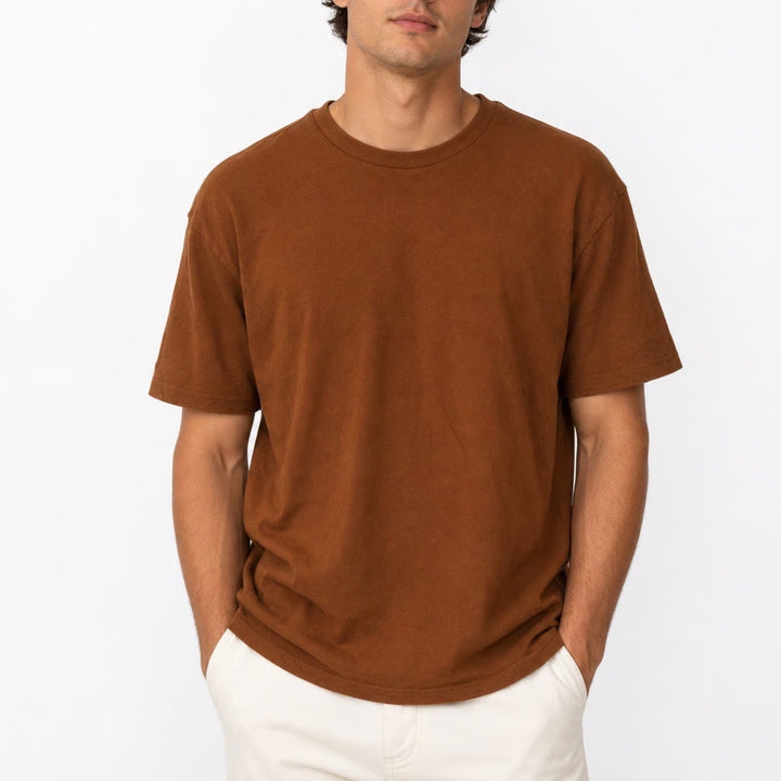 Eighty Eight Brand Mens Brown Cotton Short Sleeve Crew Neck T-Shirt Size S
