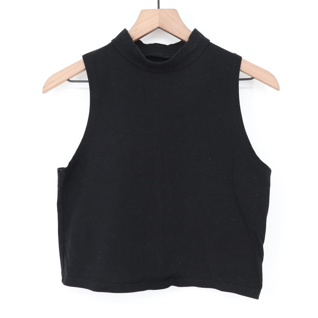 Wild Fable crop top Womens XL Black Cotton Stretch Sleeveless Mock Neck Pullover