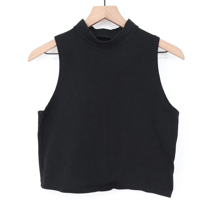 Wild Fable crop top Womens XL Black Cotton Stretch Sleeveless Mock Neck Pullover