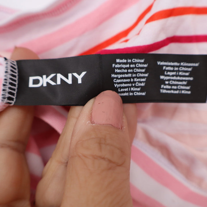 DKNY Womens Pink Orange Striped Modal Bralette Scoop Neck Large