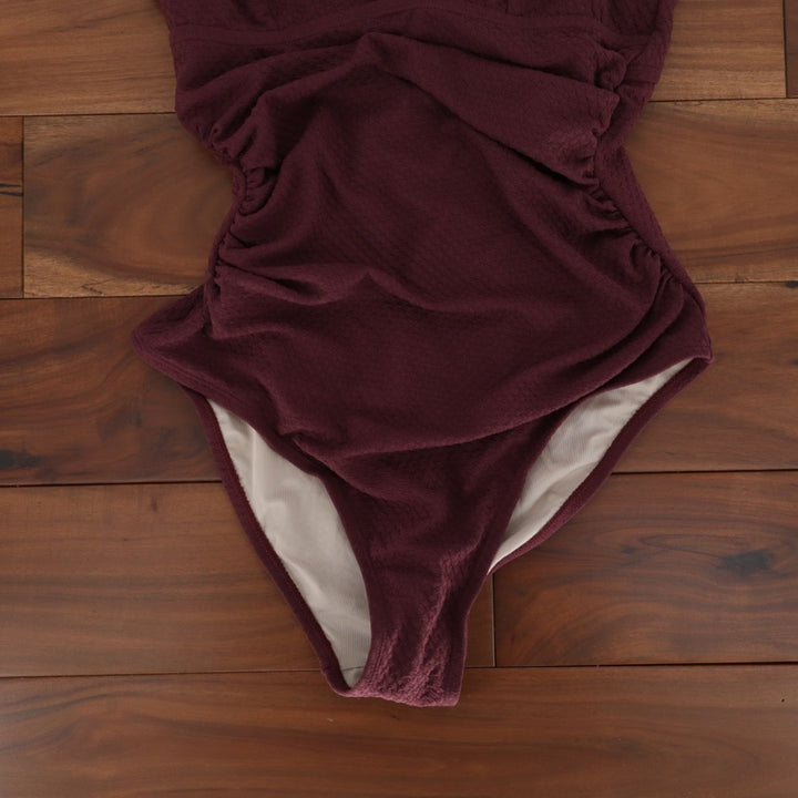 Cupshe Plum Plunging Tummy Control One Piece Swimsuit Womens M Purple Stretch